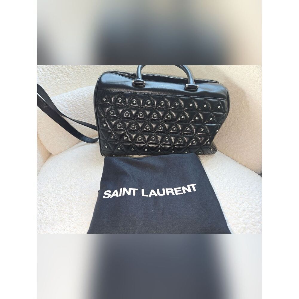 Saint Laurent Studded Leather Crossbody Satchel Bag - Picture 10 of 16